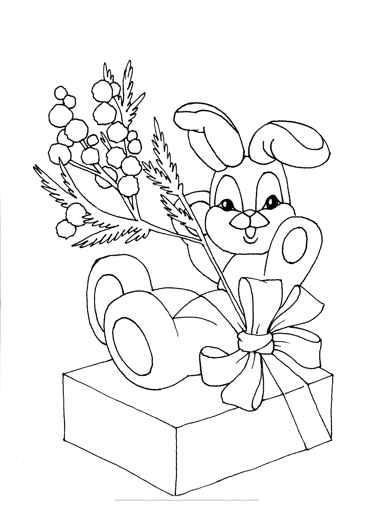 Плюшевый зайчик на коробке с подарками