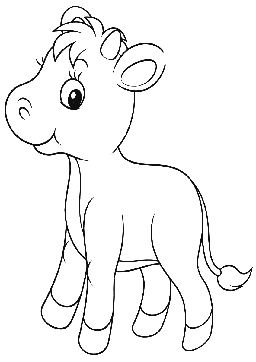 Детская раскраска теленок