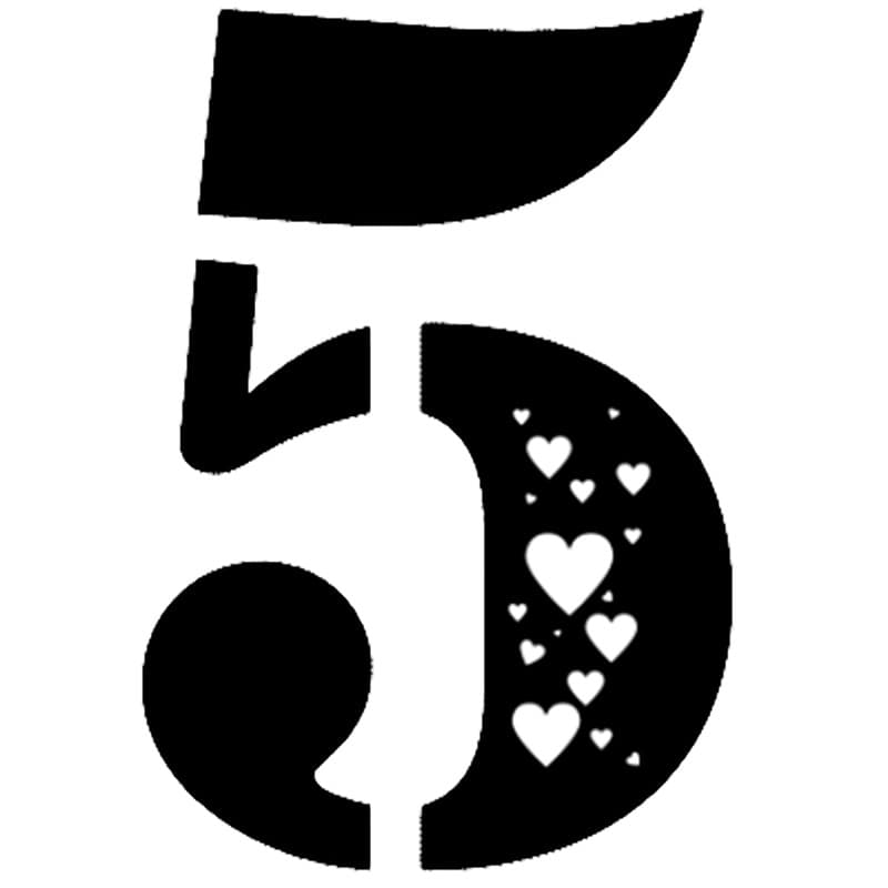 5 с сердечками