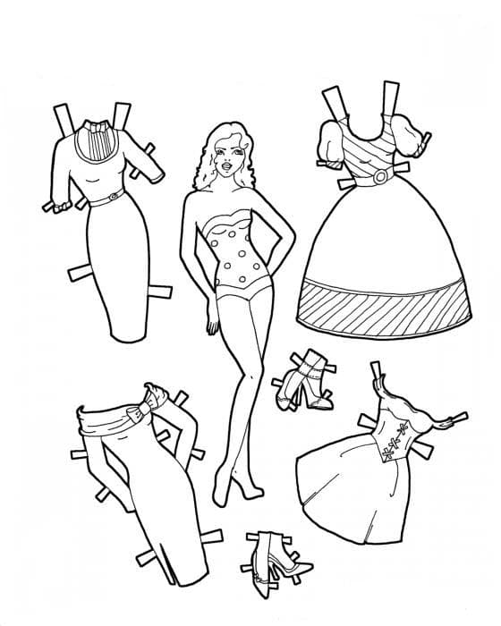 Раскраски Одежда для бумажных кукол — 110 изображений для вырезания