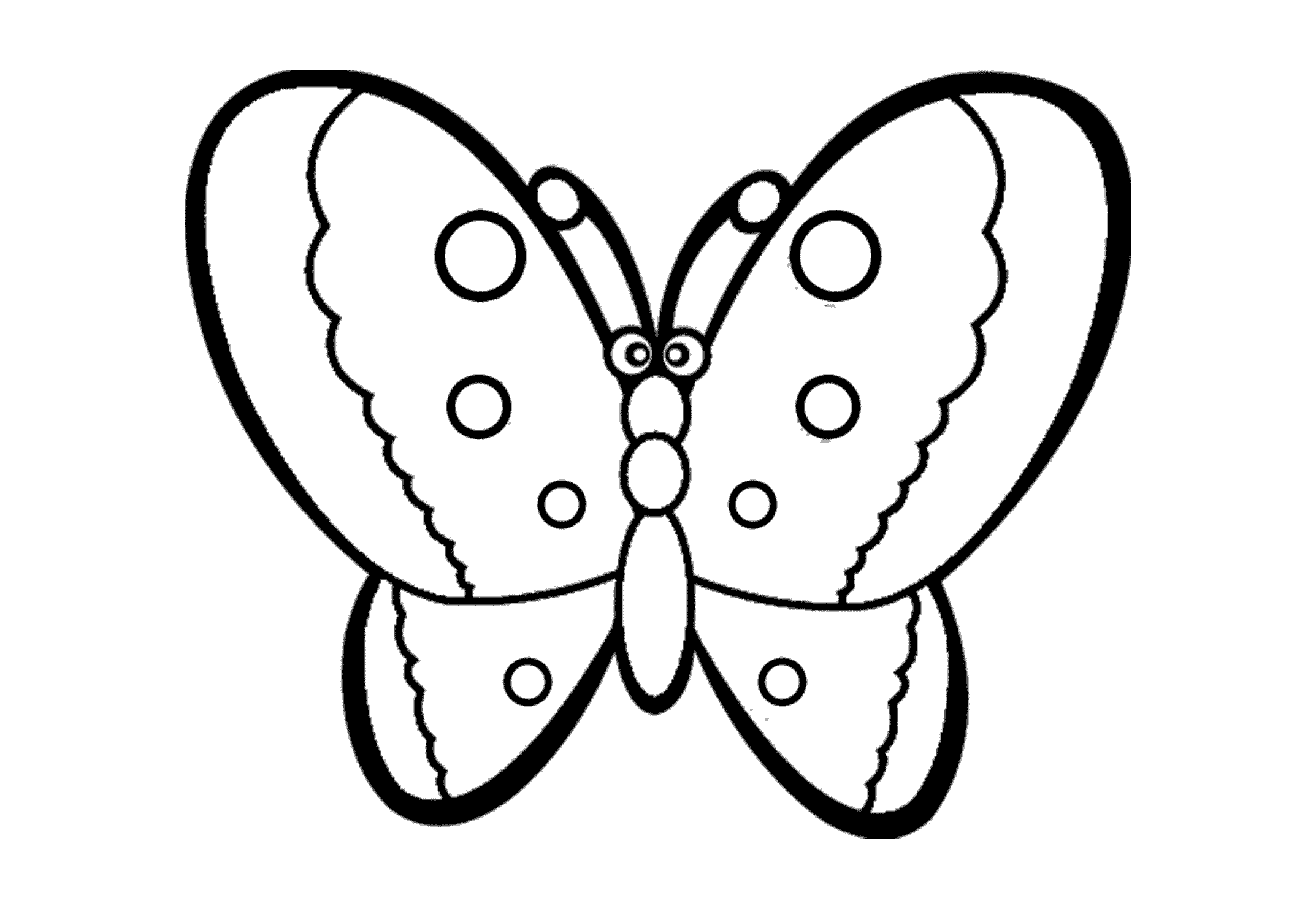 Раскраска бабочка с кружочками