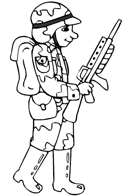 Солдат с автоматом детская раскраска