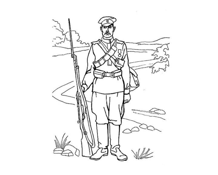 Солдат с ружьем раскраска