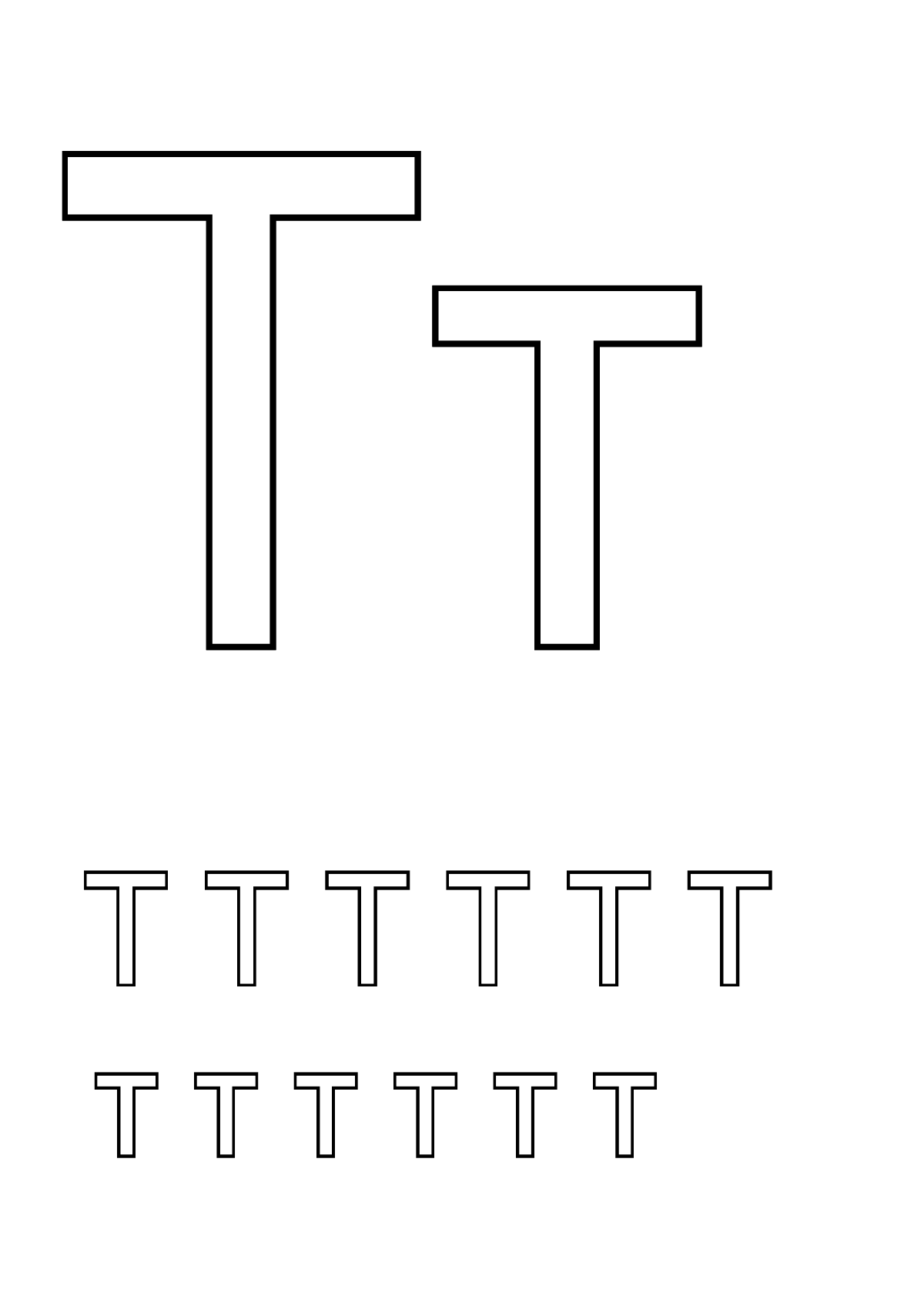 Раскраска буква Т трафарет