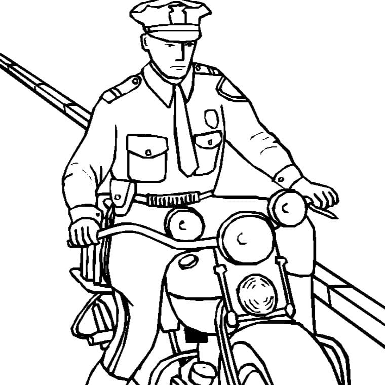 Полицейский на мотоцикле раскраска