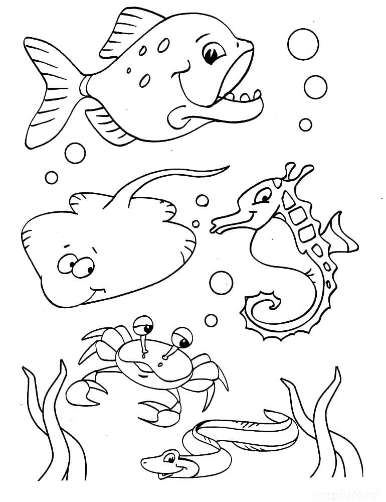Детская раскраска подводный мир