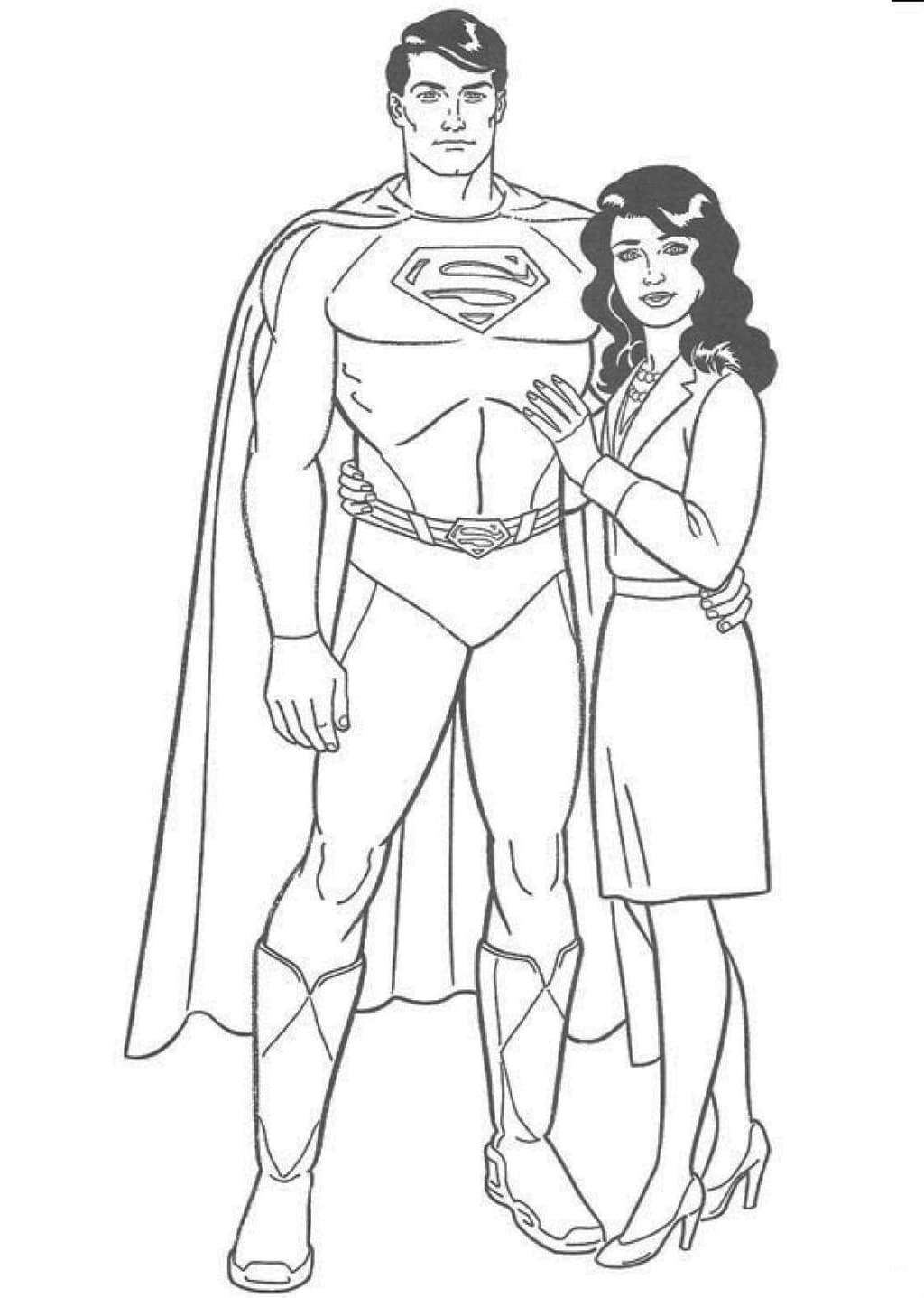 Супермен с девушкой раскраска