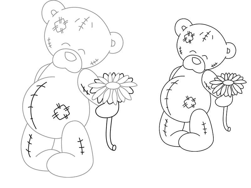 Два медведя с цветками
