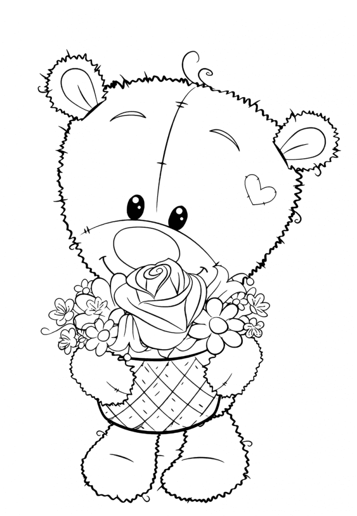 Мишка Тедди с корзинкой цветов
