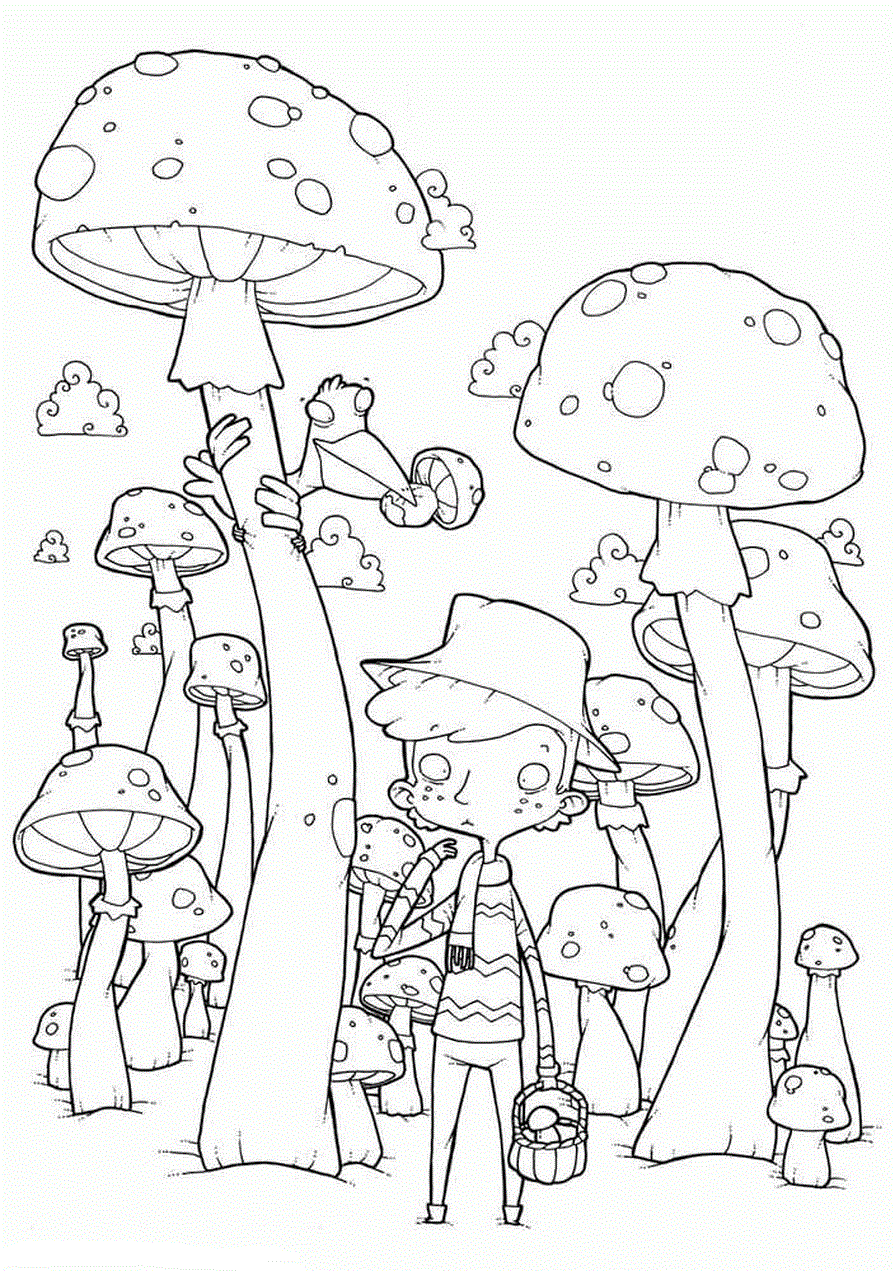 Длинные грибы и ребенок