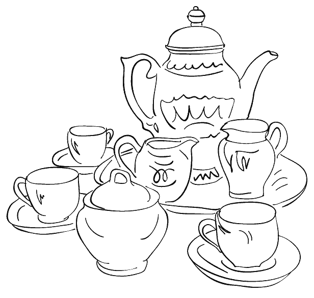 Чайник и чашки