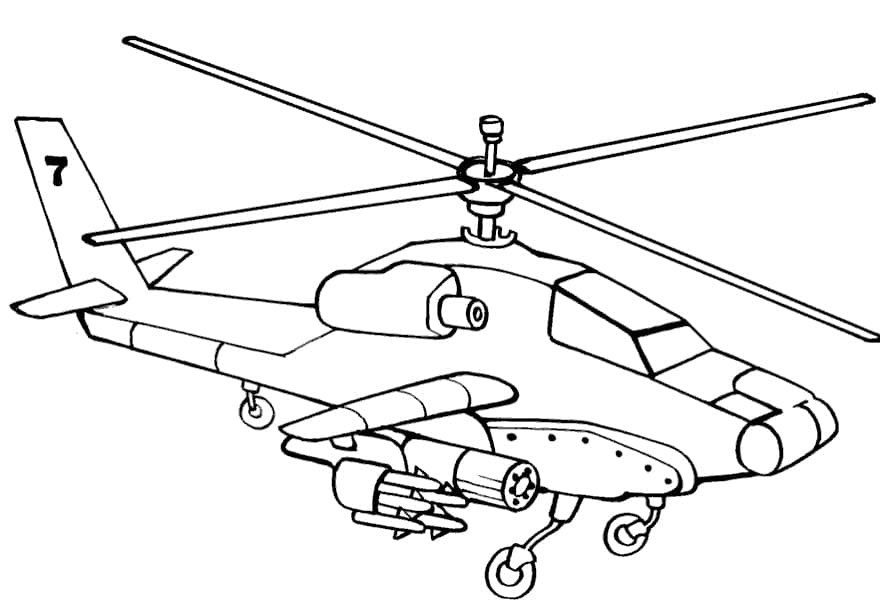 Военный вертолет с пулеметом