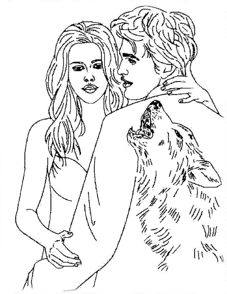 Эдвард с Беллой и волк