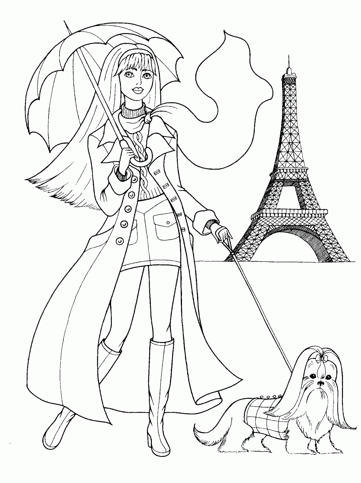 Девушка с собачкой и эйфелева башня