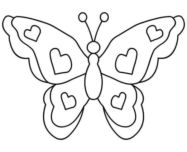 Бабочка с сердечками трафарет