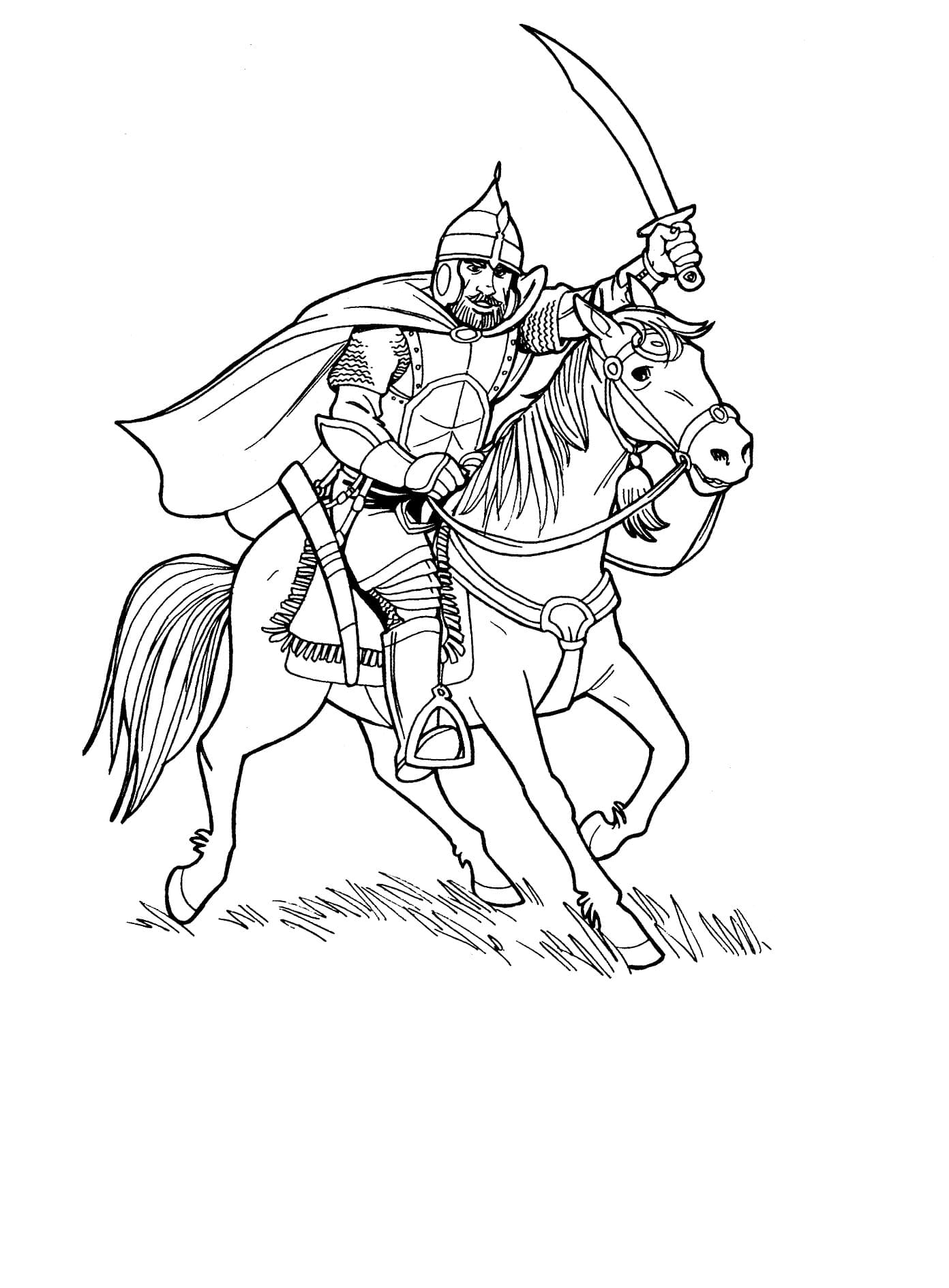 Ёогатырь с мечом на лошади