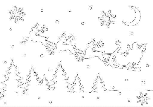 Дед мороз летит на оленях