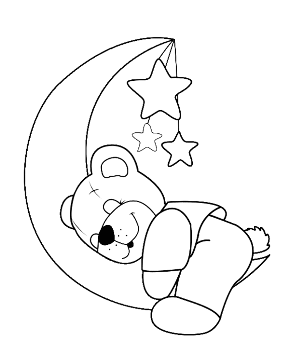 Медвежонок лежит на луне