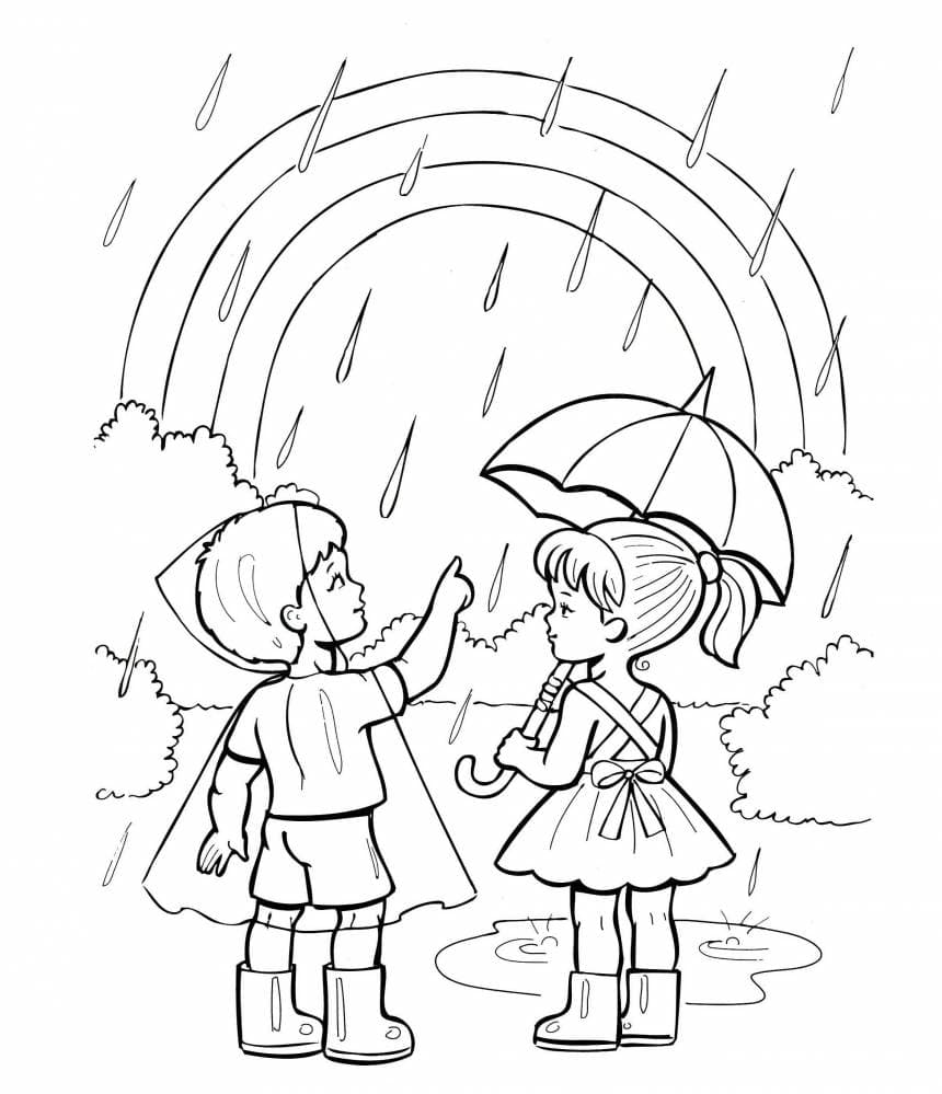 Дети дождь и радуга