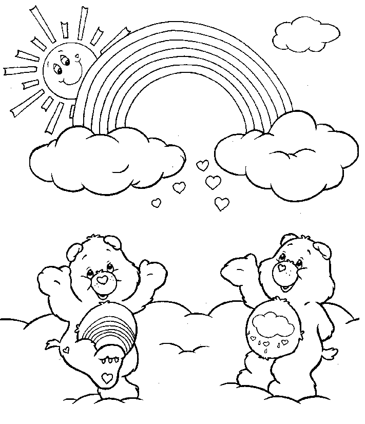 Медведи и радуга детская раскраска