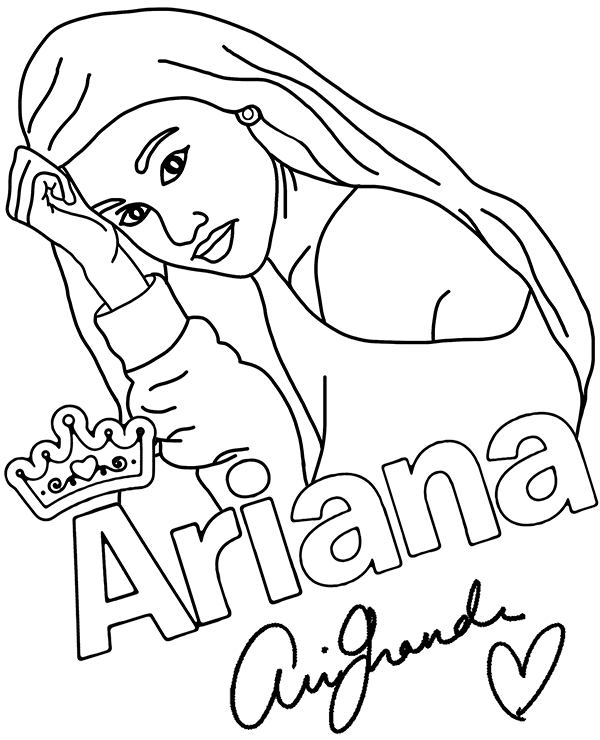 Раскраска Ариана Гранде в формате А4