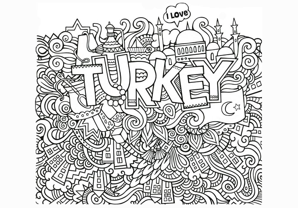 раскраска Карта Турции раскраски