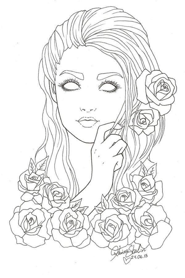 Голова девушки в розах
