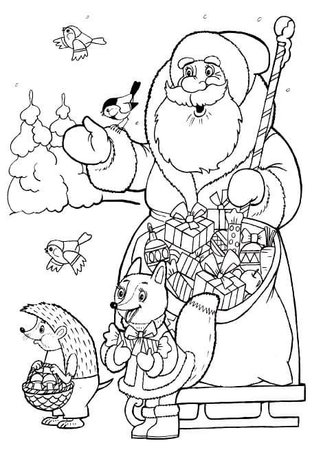 Дед мороз и лисичка с ежиком