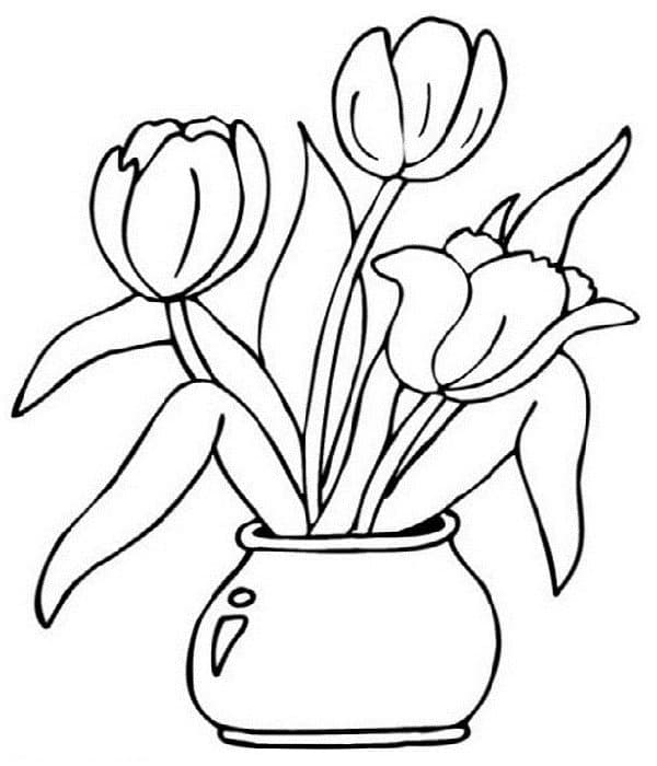Три тюльпана в вазе