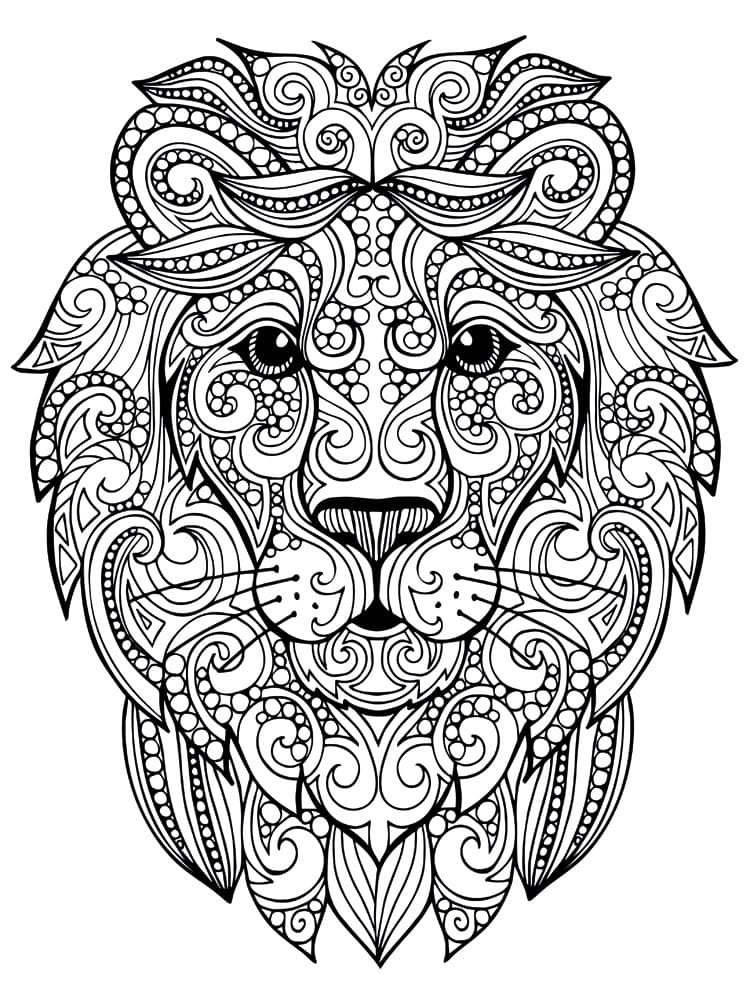 Голова льва раскраски