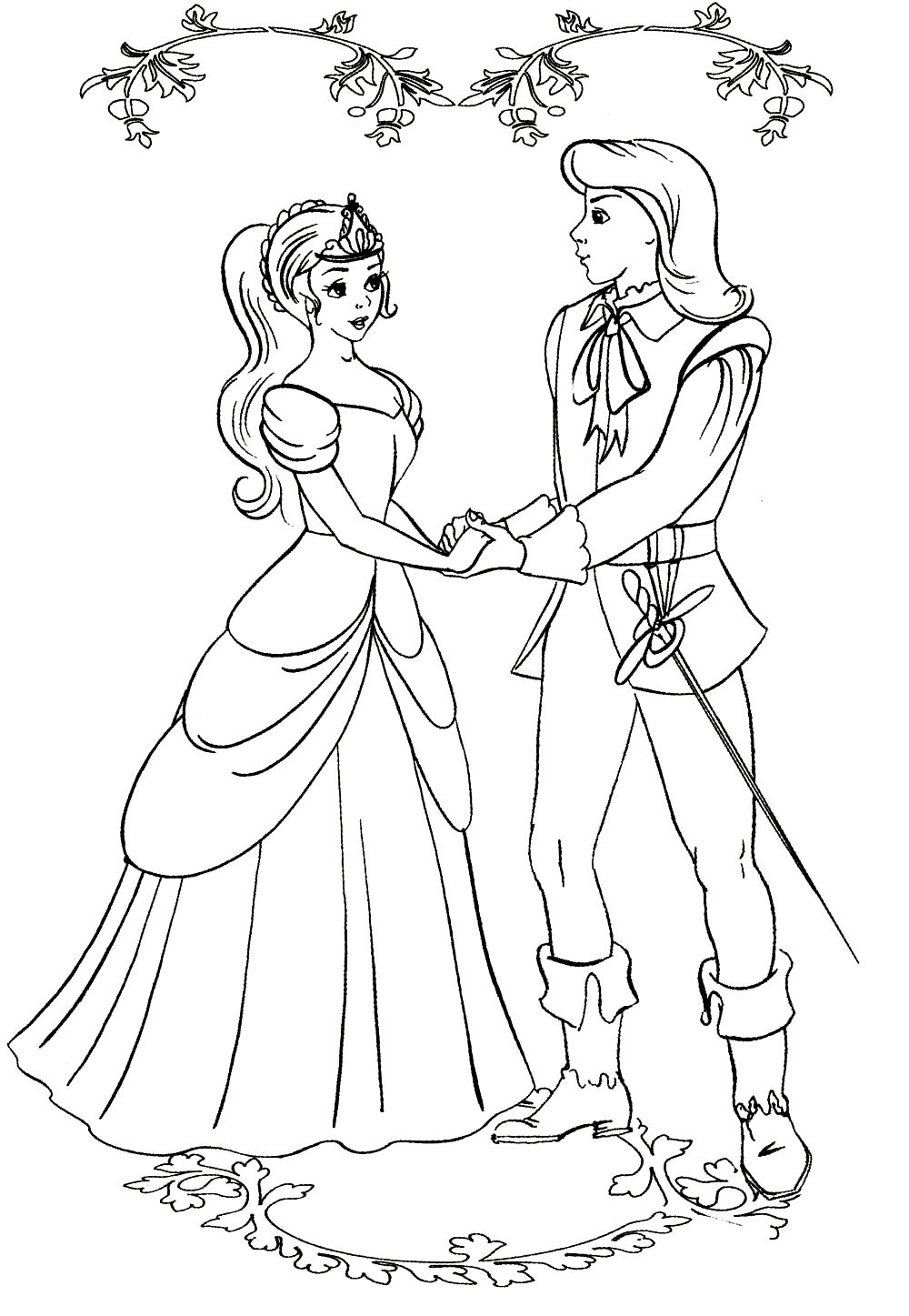 Принц и принцесса раскраска