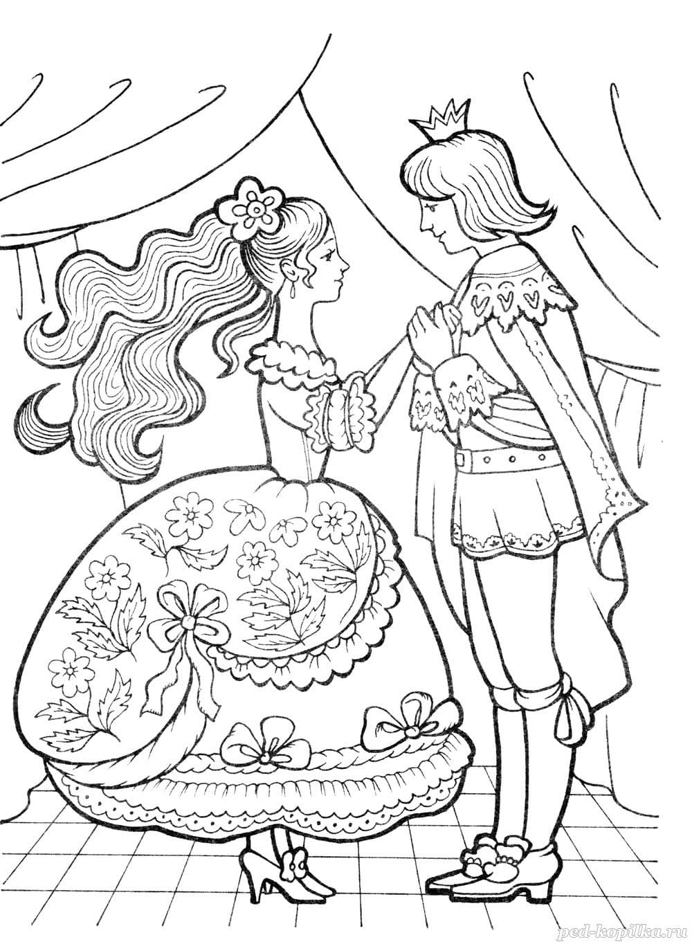 Принц с принцессой раскраска антистресс