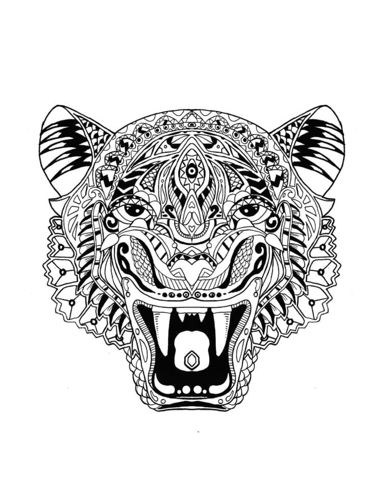Голова тигра с зубами