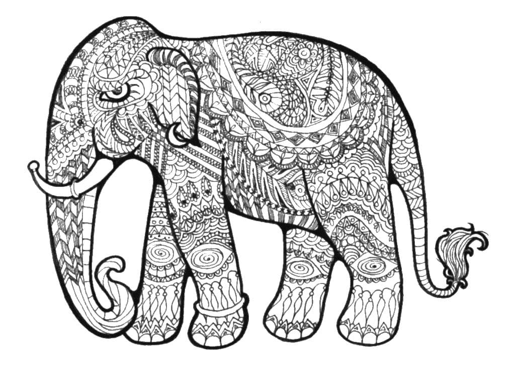 Слон антистресс раскраска