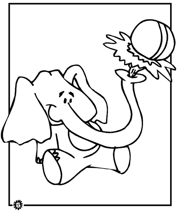 Слоник с мячиком раскраска