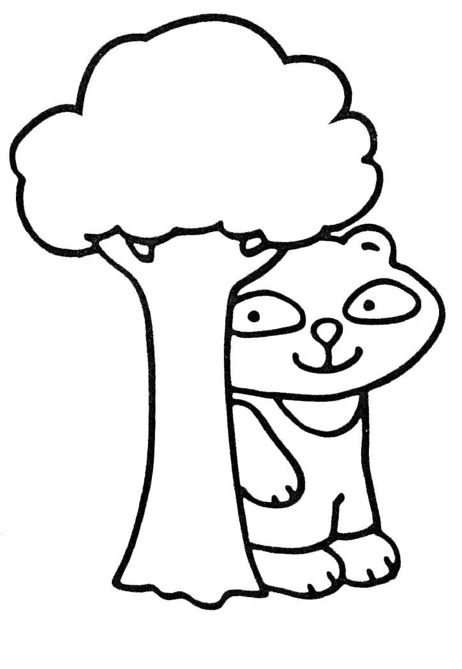 Дерево и мультяшный персонаж
