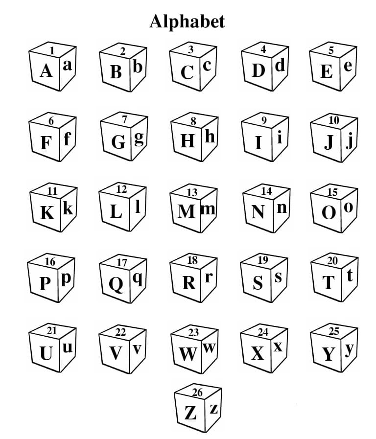 Английский алфавит в кубиках