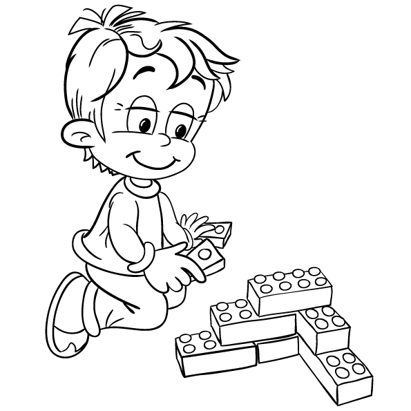 Мальчик с конструктором лего раскраска