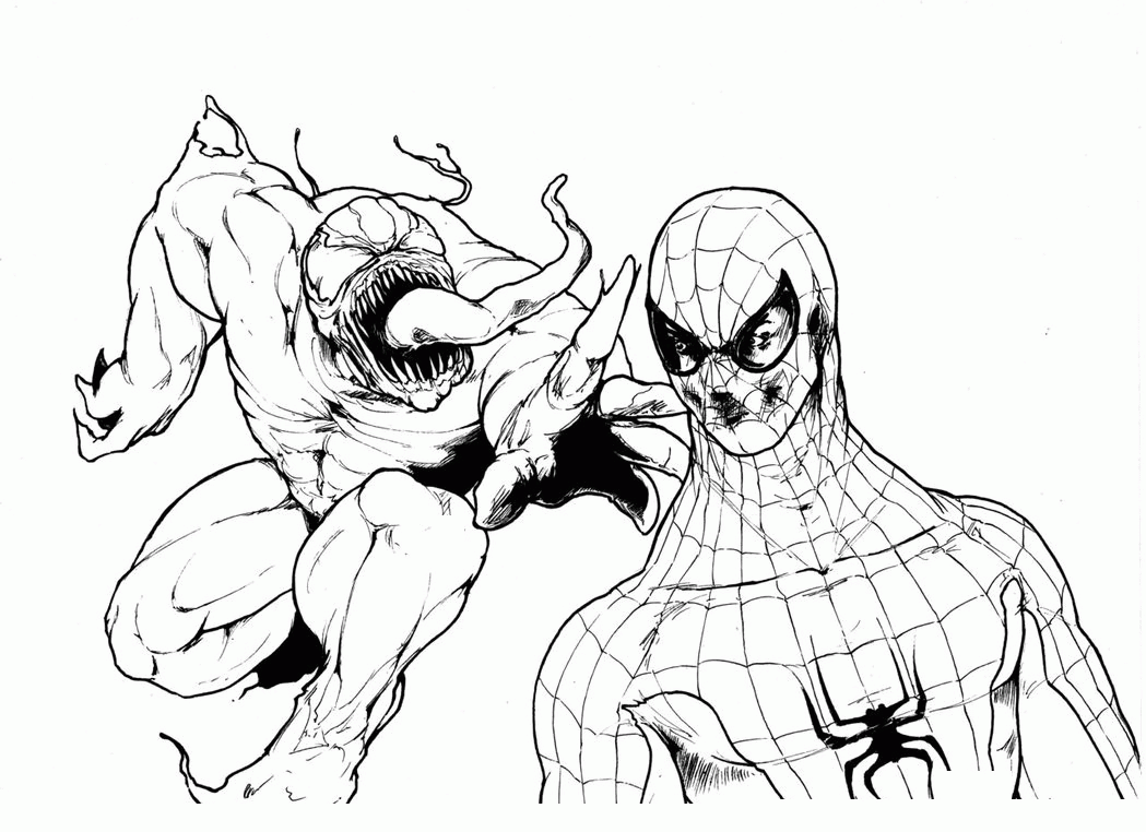 Веном и человек паук раскраска