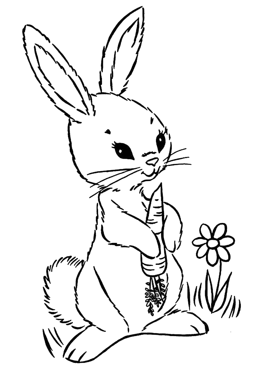 Заяц морковка и цветочек