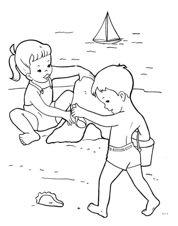 Мальчик с девочкой на море