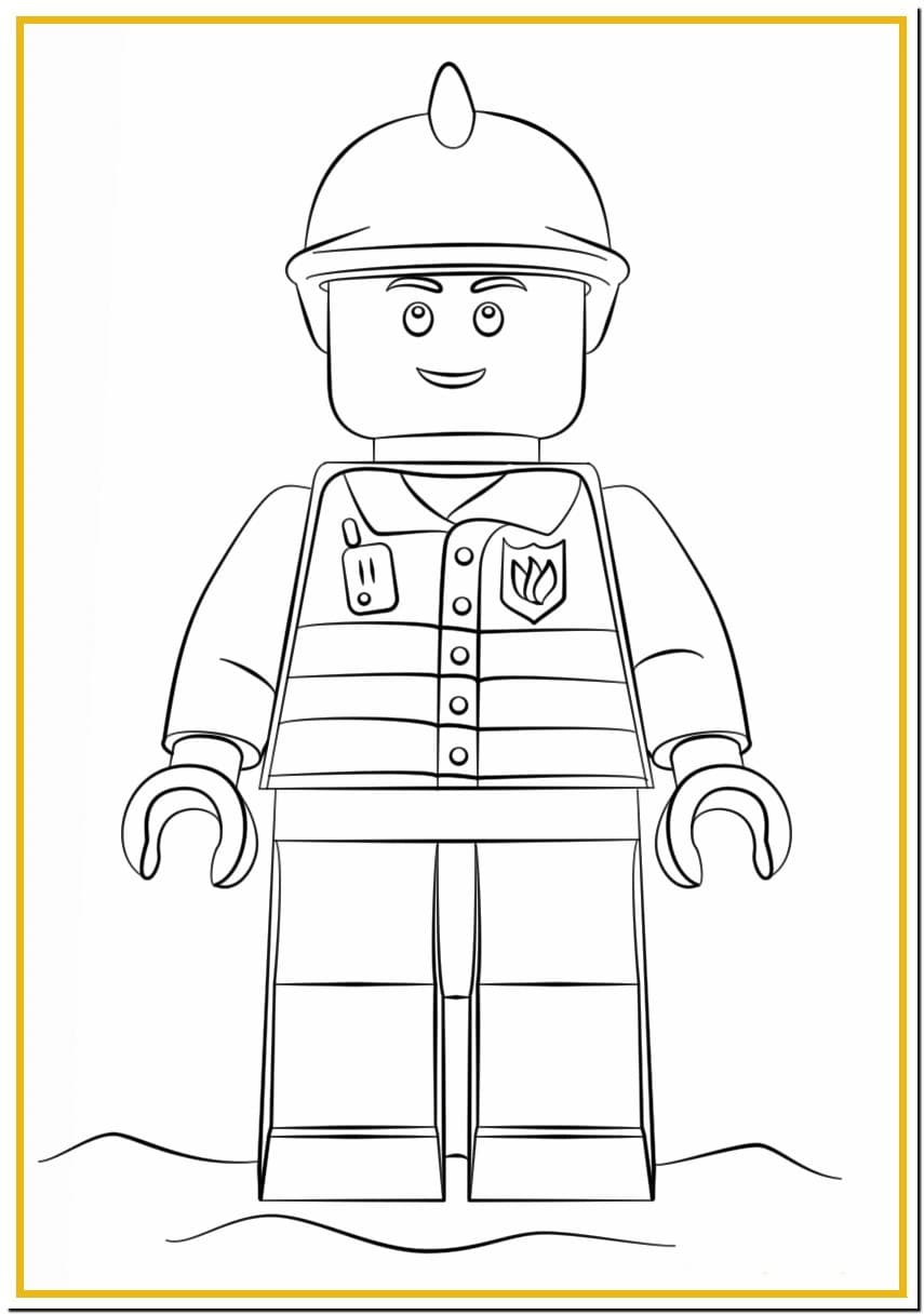 Лего пожарный раскраска для детей