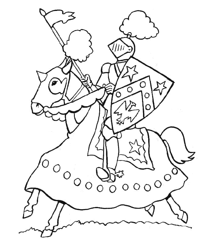 Рыцарь на лошади раскраска для детей