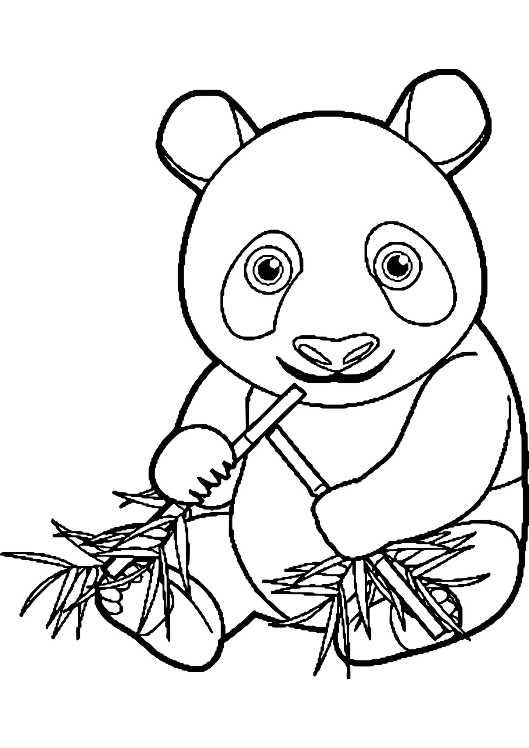 Маленькая панда с бамбуком