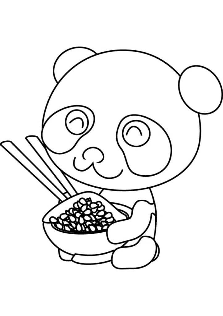 Маленькая панда с тарелкой