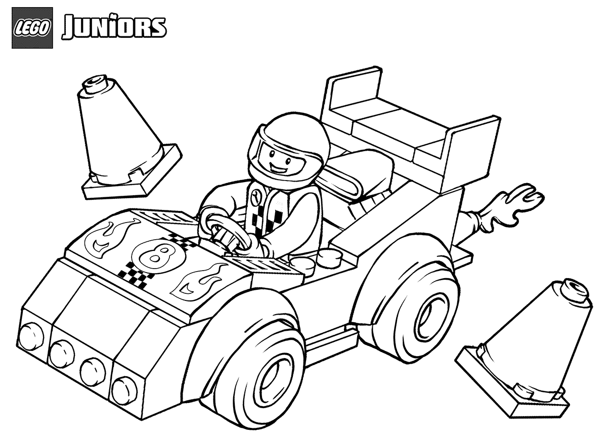 Гонщик в машине Лего