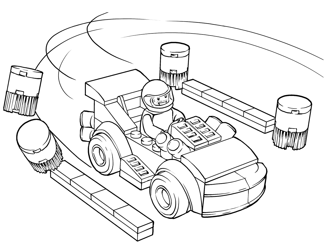 Машина Лего с гонщиком раскраска детская
