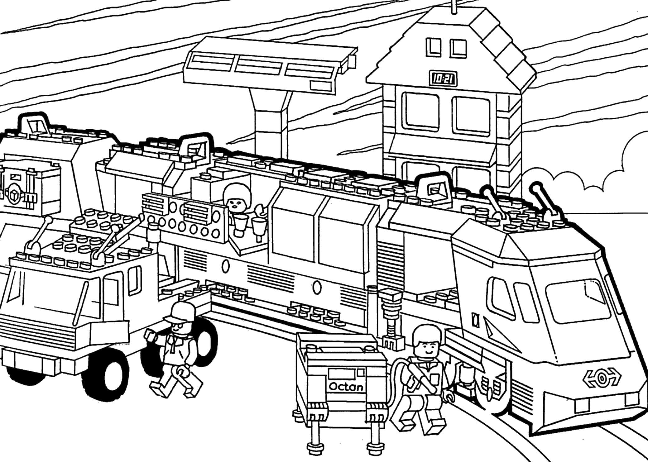 Поезд Лего раскраска детская