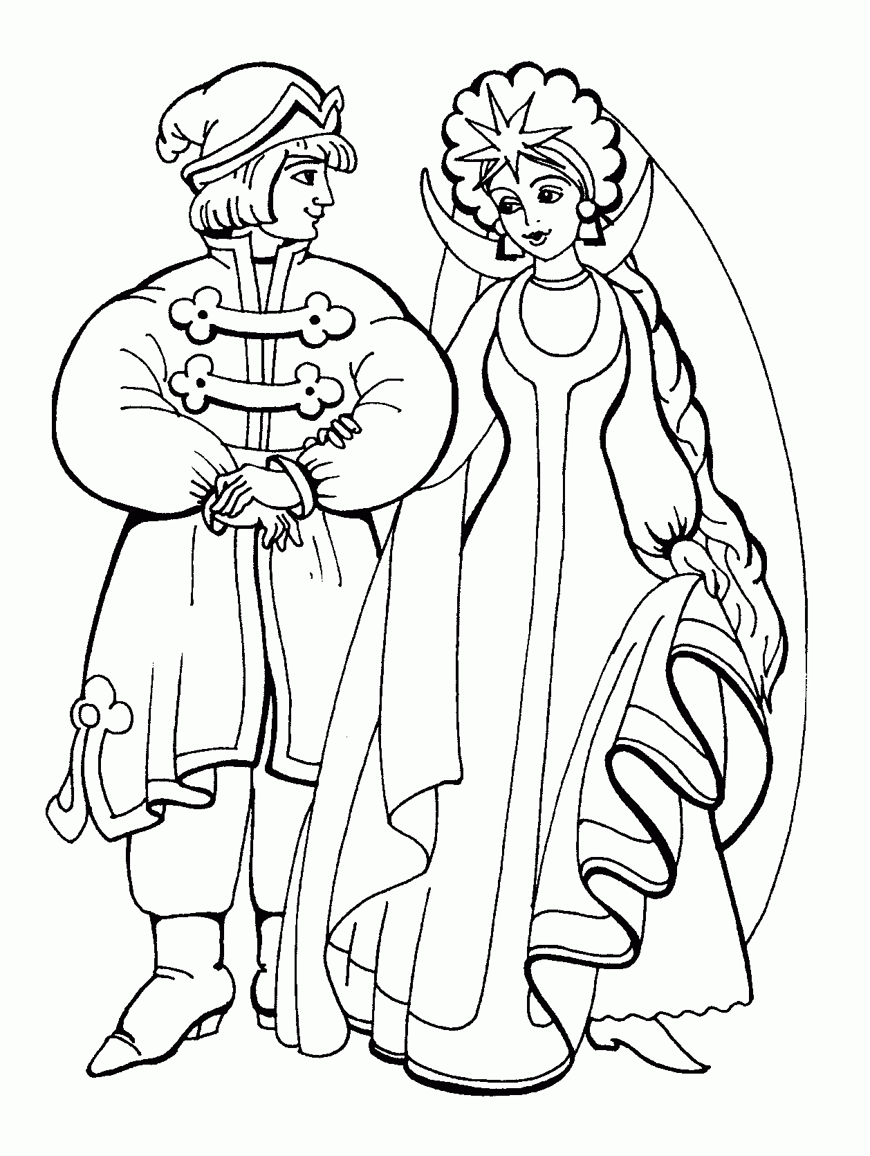 Принц и принцесса раскраска детская