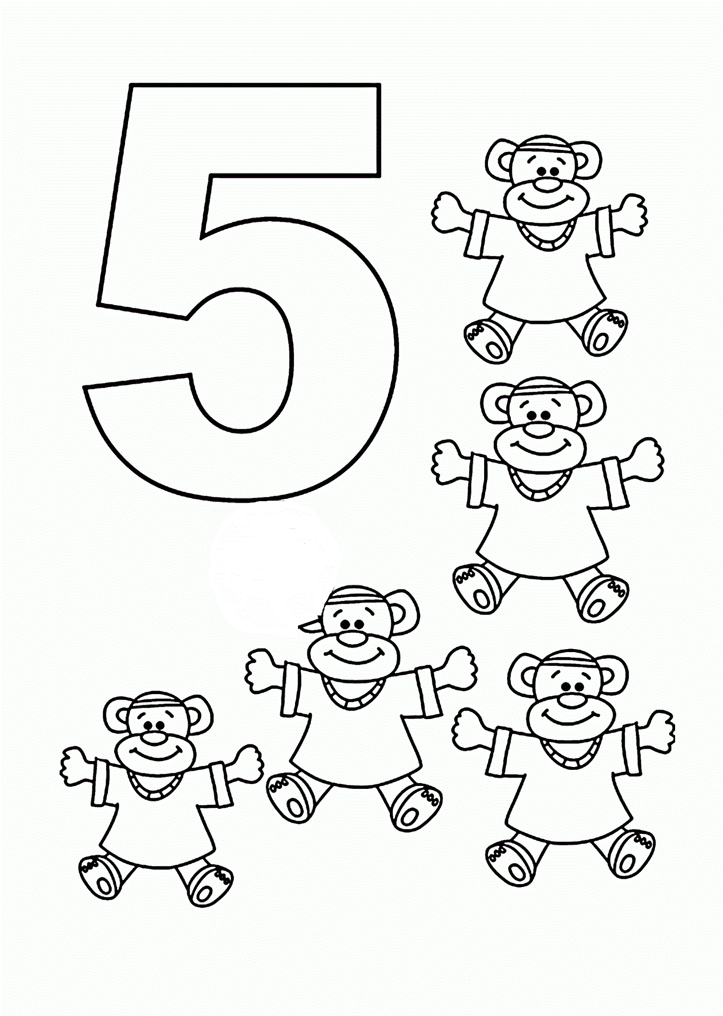 Пять обезьянок раскраска